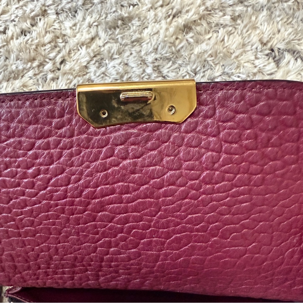 BURBERRY Burgundy Signature Grain Leather Madison Wallet On Chain Bag - Picture 12 of 14
